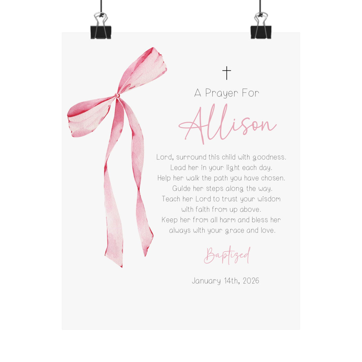 Custom Name Prayer Baptism Print