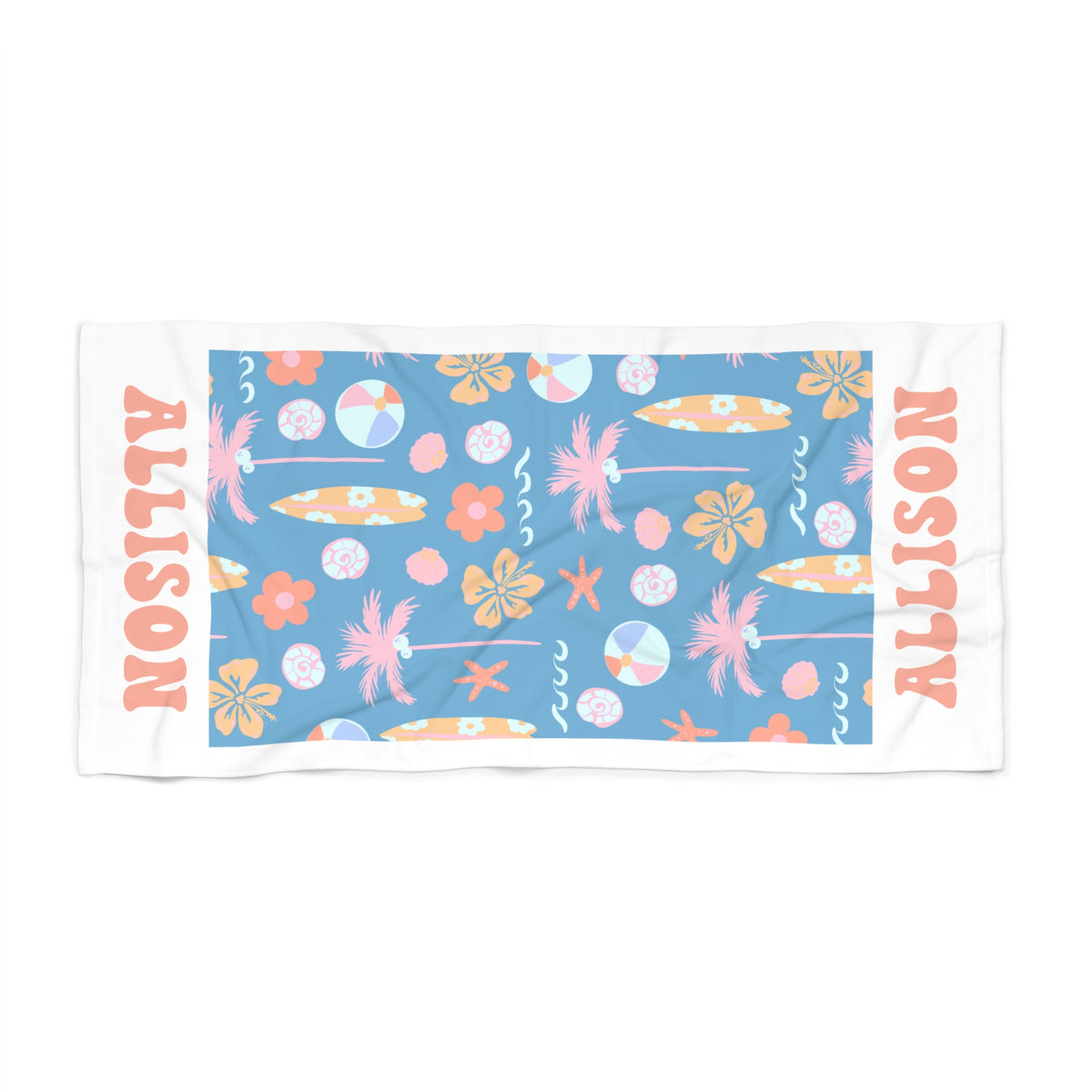 Custom Name Beach Vibes Beach Towel