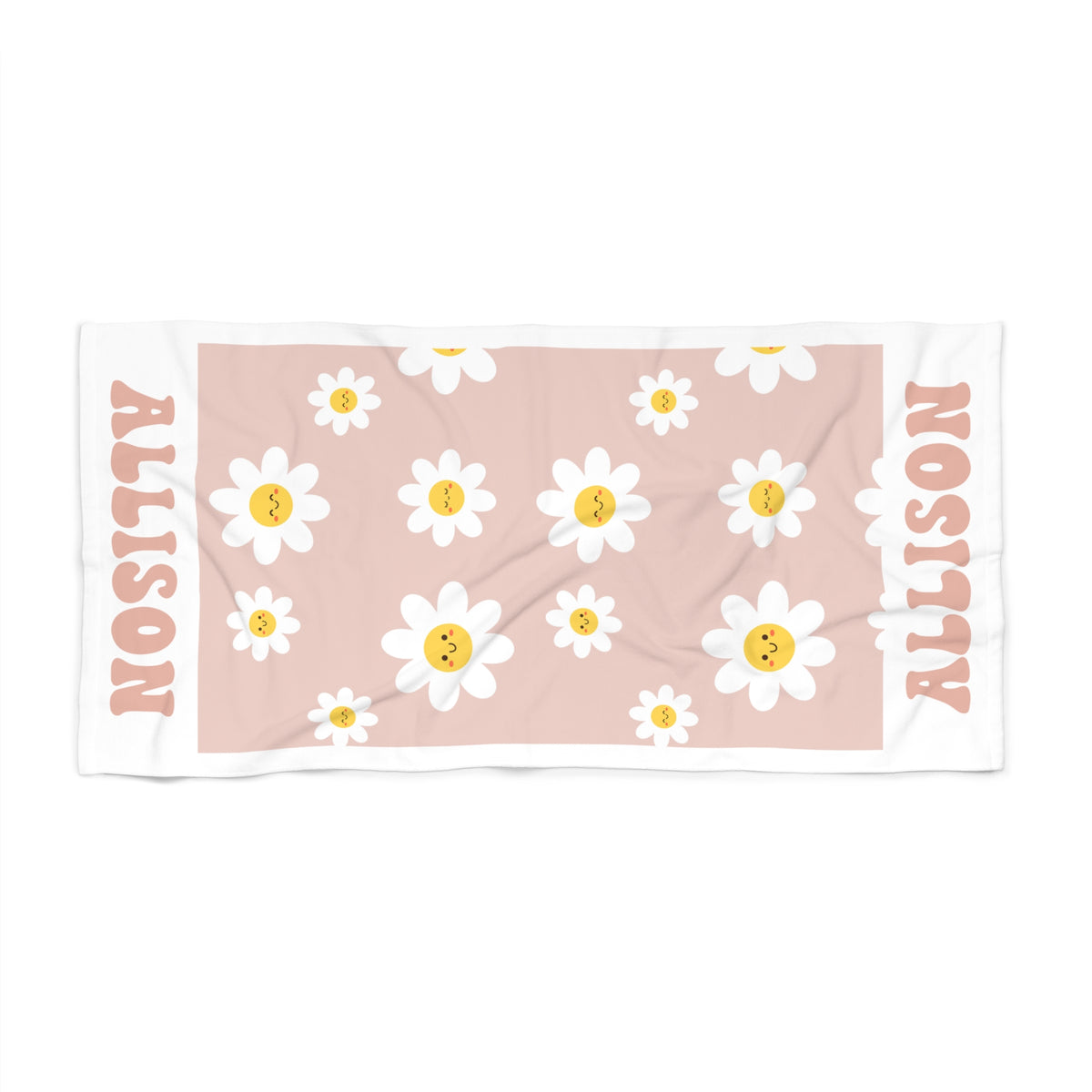 Custom Name Daisy Beach Towel