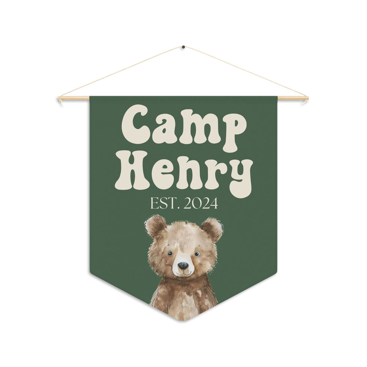 Custom Name Camp Baby Bear Pennant