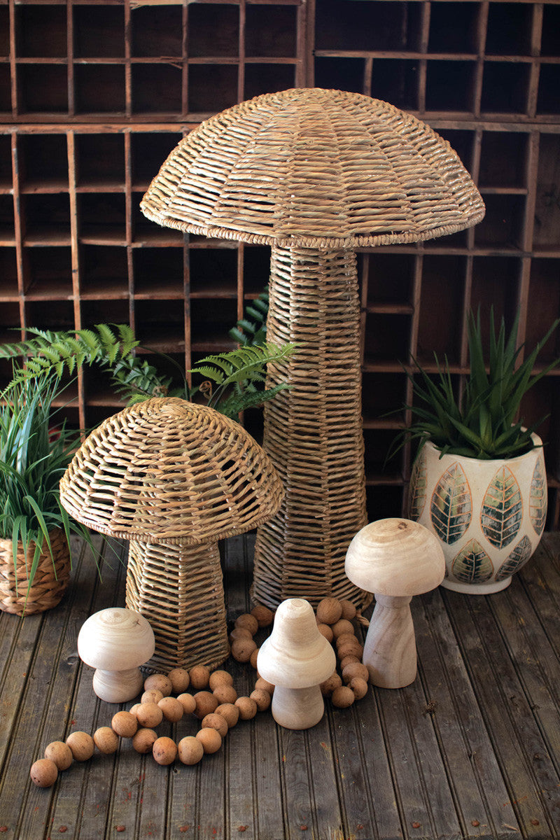 Set of 2 Woven Seagrass Mushrooms