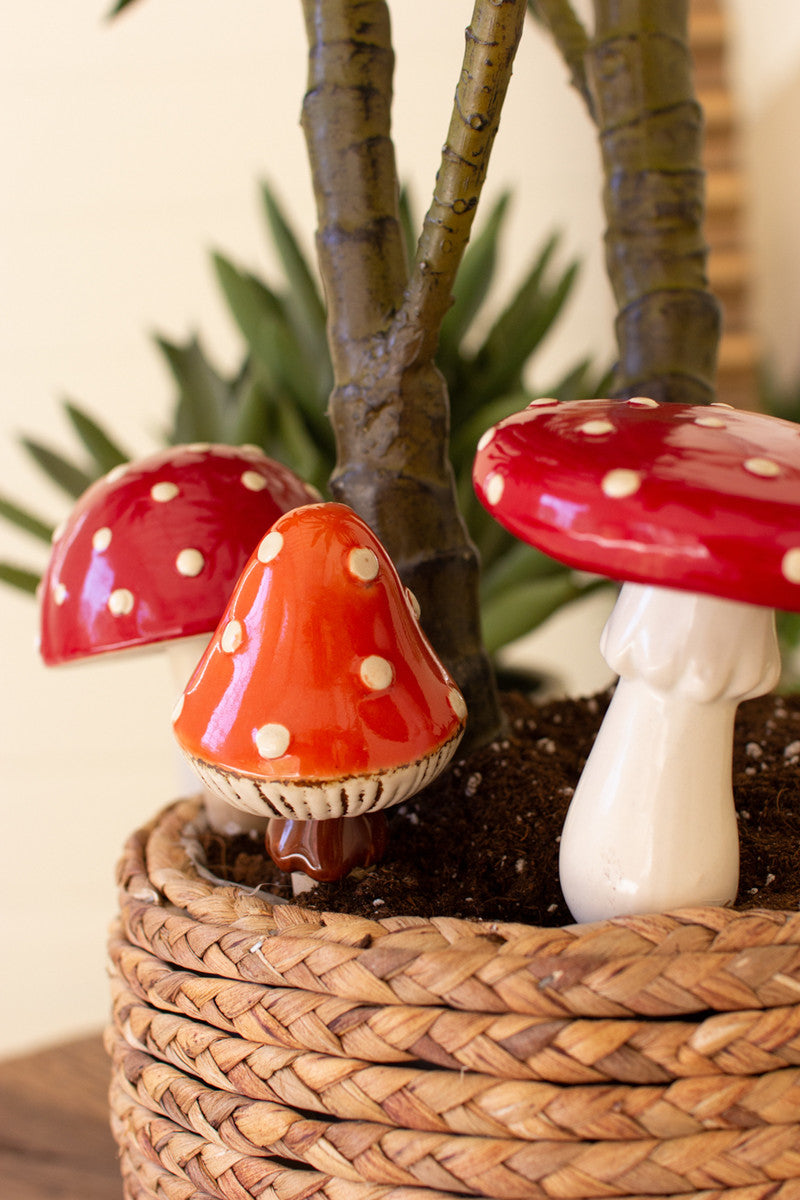 Set of 3 Ceramic Mushroom Plant Sticks