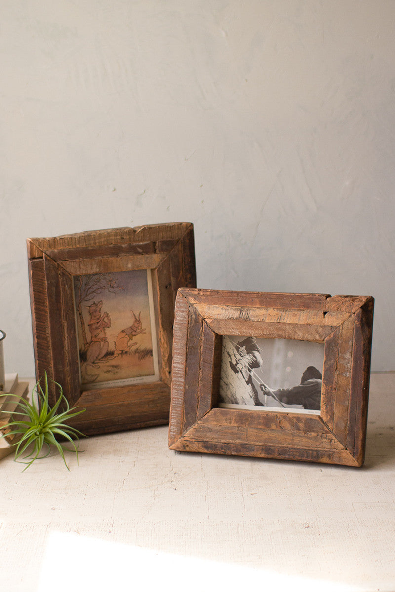 Set of 2 Recycled Wooden Photo Frames