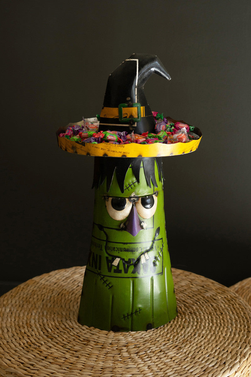 Recycled Iron Green Ghost with Candy Bowl Hat