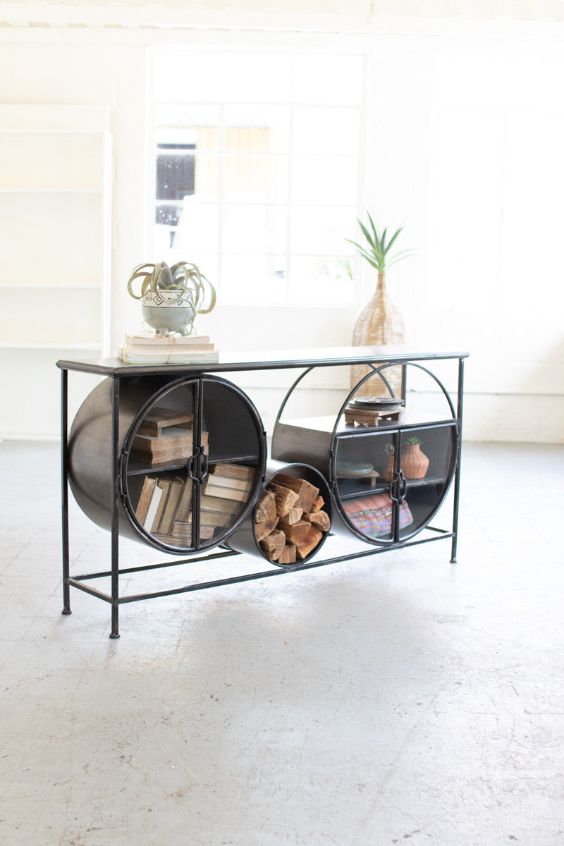 Iron and Glass Circles Console