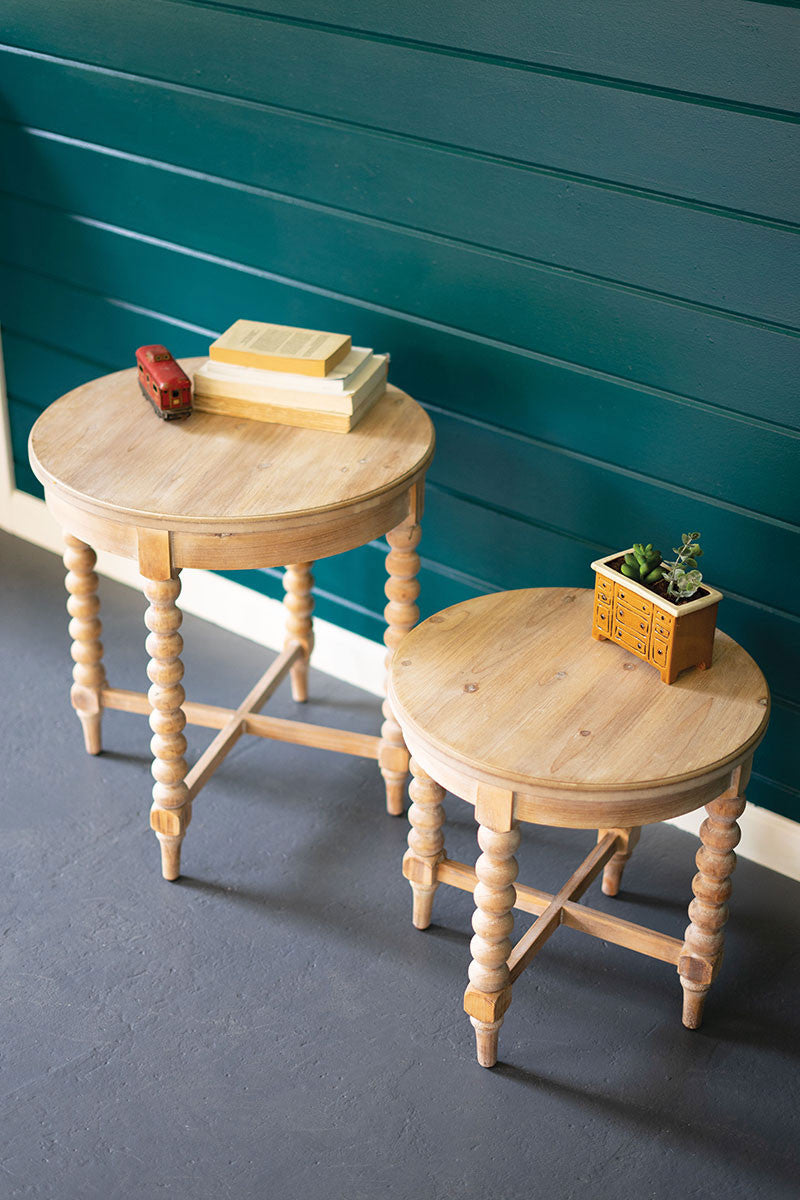 Round Light Wooden Side Tables