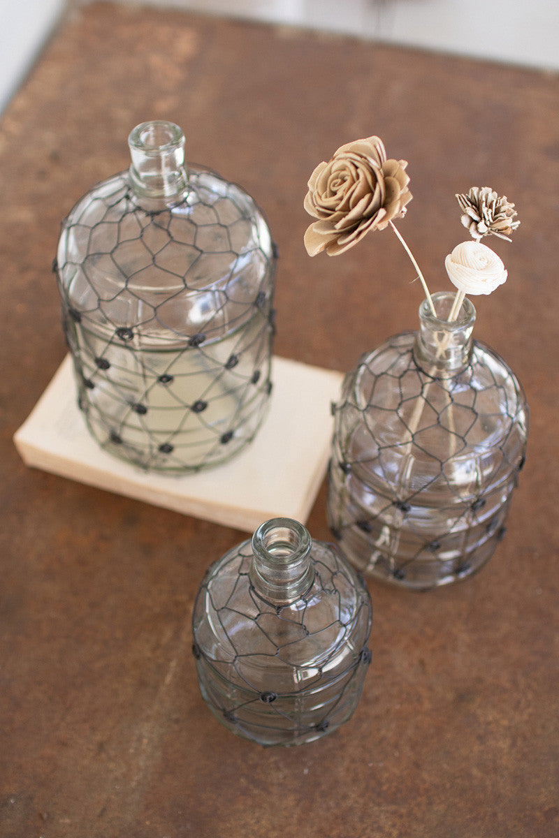 Wire Wrapped Clear Glass Jugs