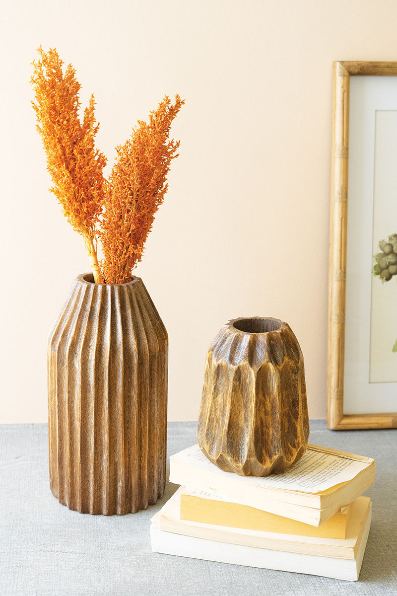 Carved Wooden Vases