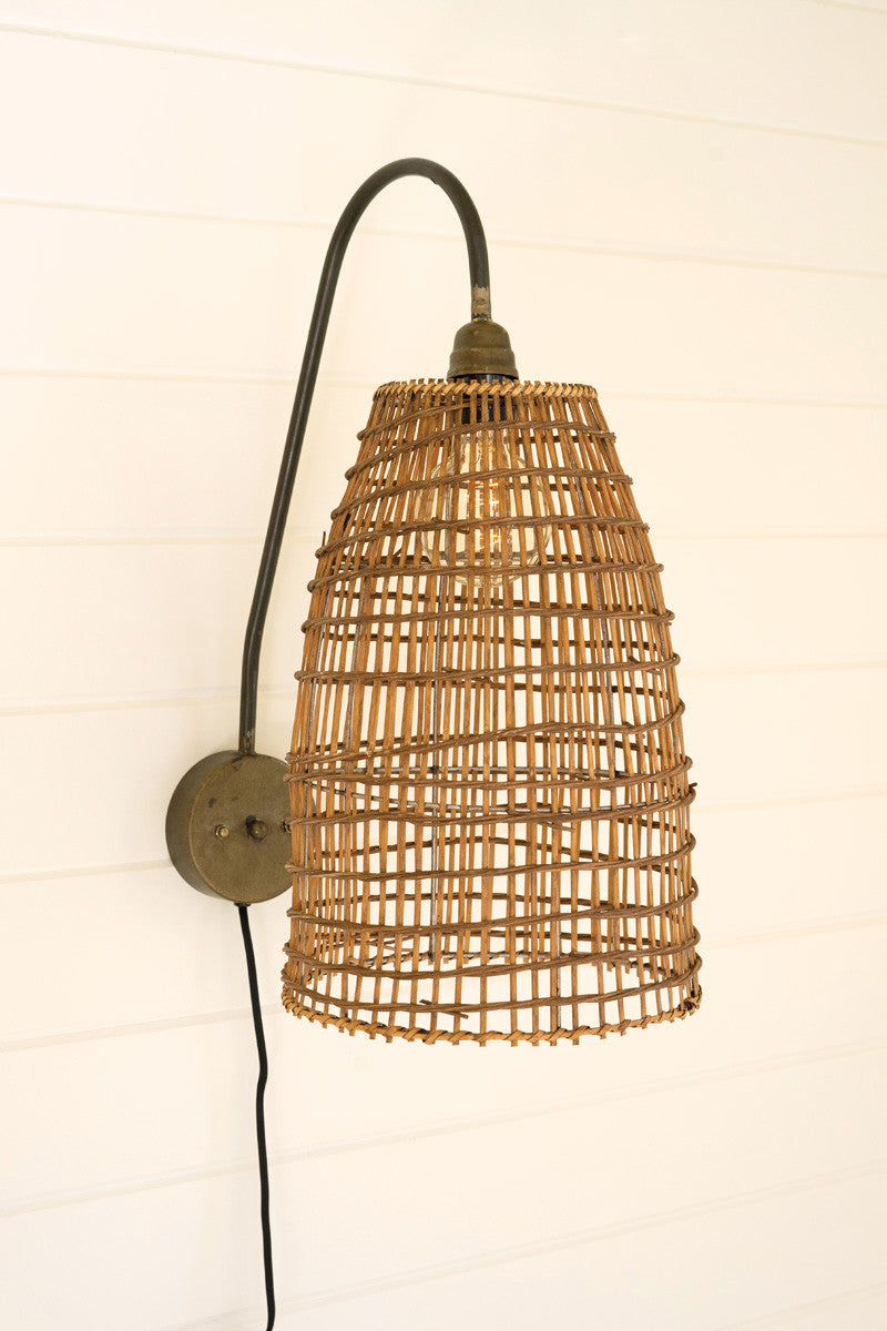 Wicker Dome Wall Sconce