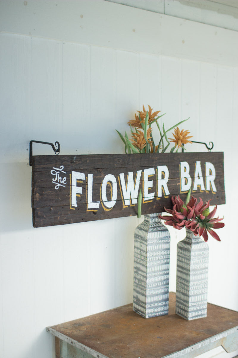 Wooden Flower Bar Sign