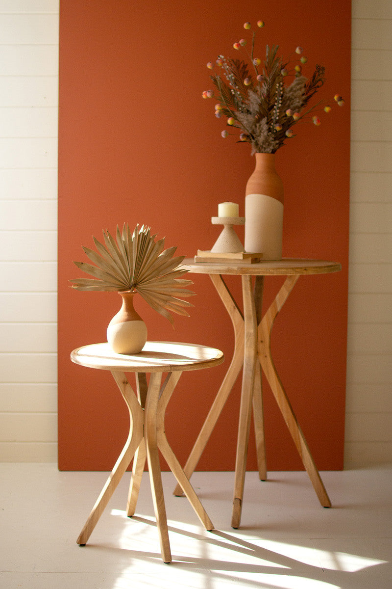 Wooden Round Top Accent Table