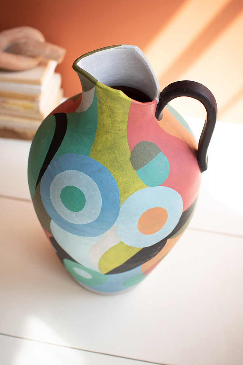 Ceramic Multi Colored Pitcher With One Handle