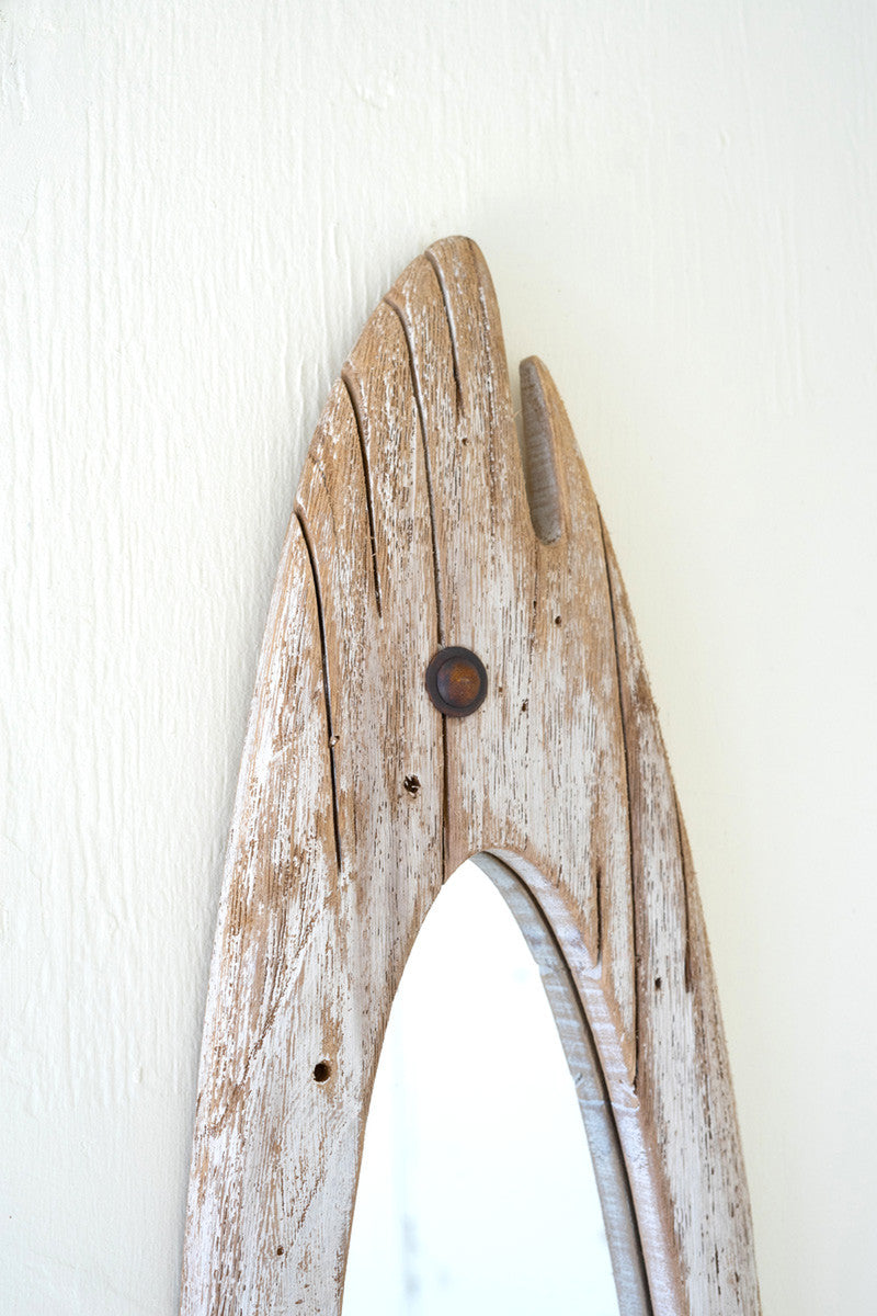 Carved Wooden Fish Mirror
