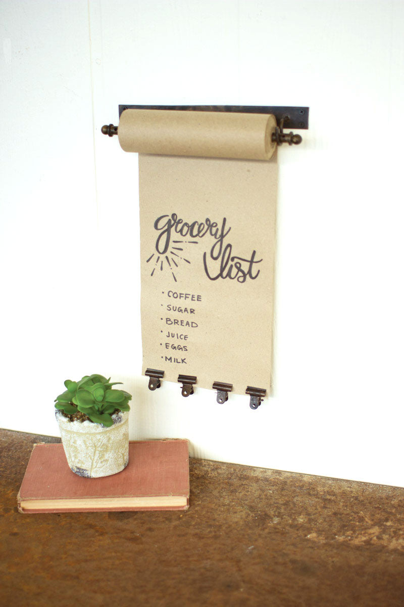 Hanging Note Roll With Brass Finish Clips