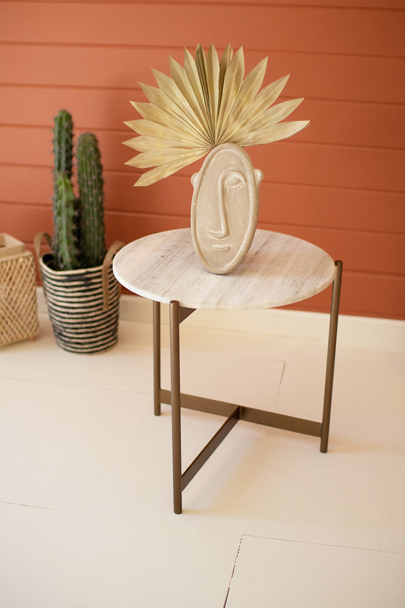 Iron Side Table With Marble Top