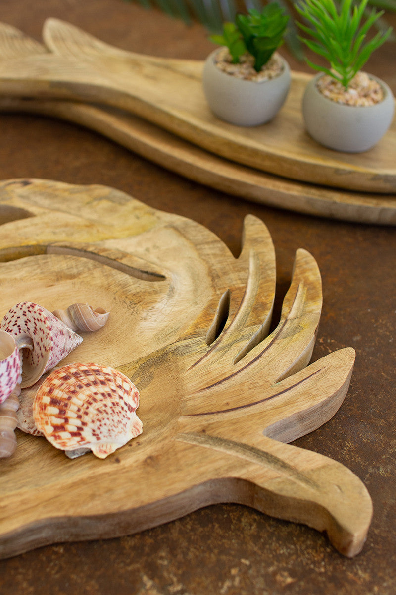 Carved Wooden Crab Platter