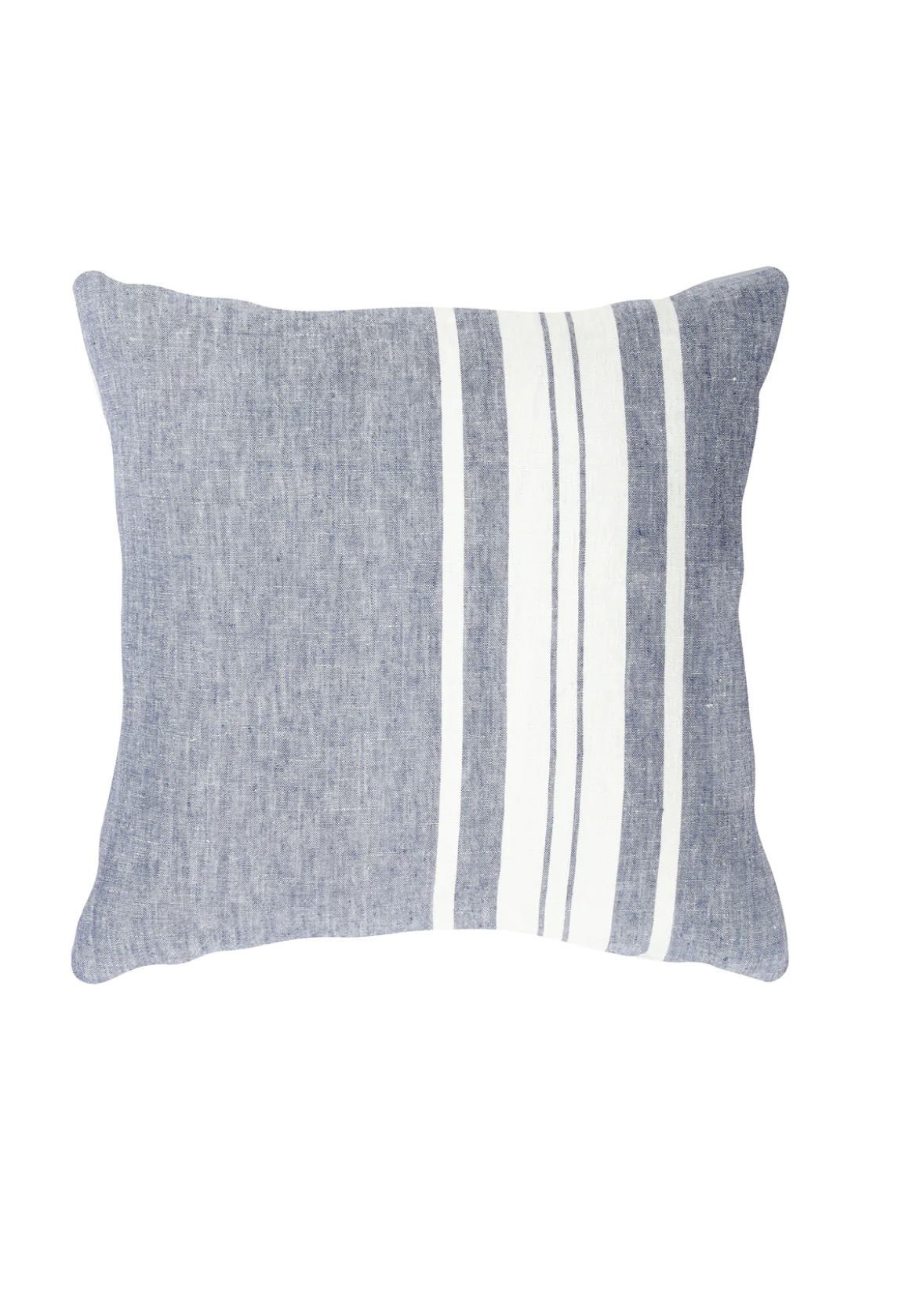 Chambray Blue Bold Stripe Linen Pillows