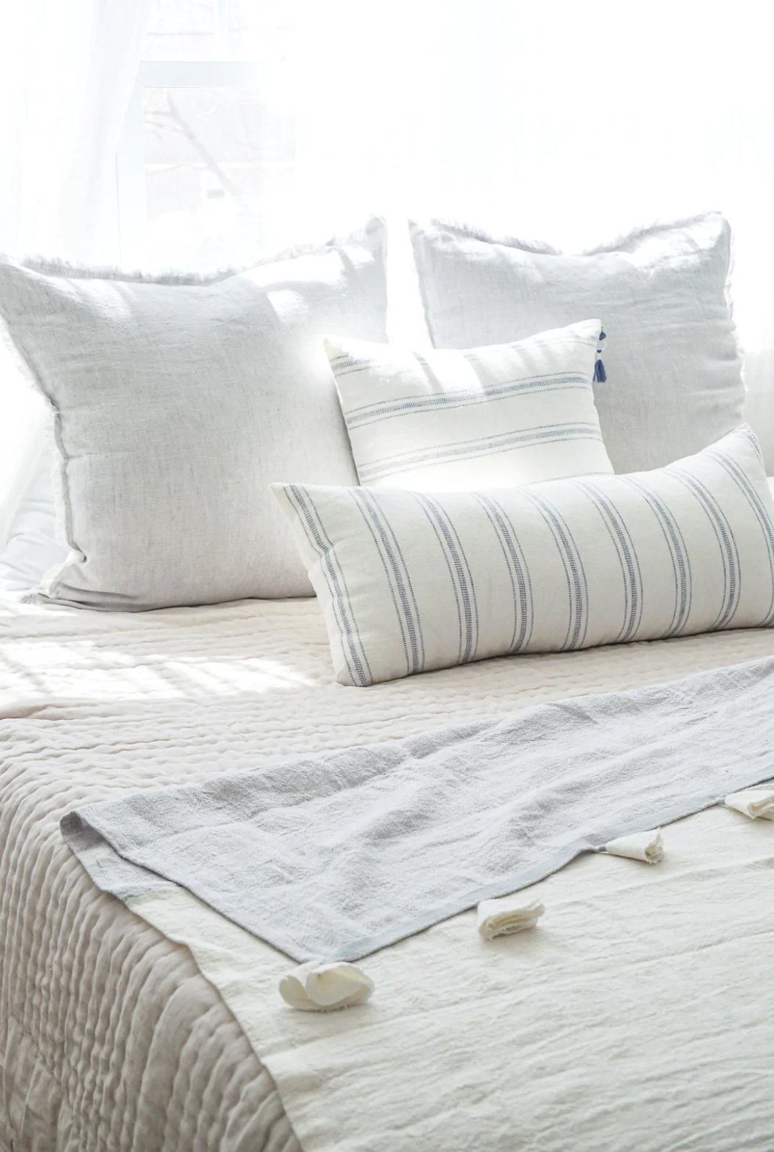 Light Grey Crossdye Linen Pillows