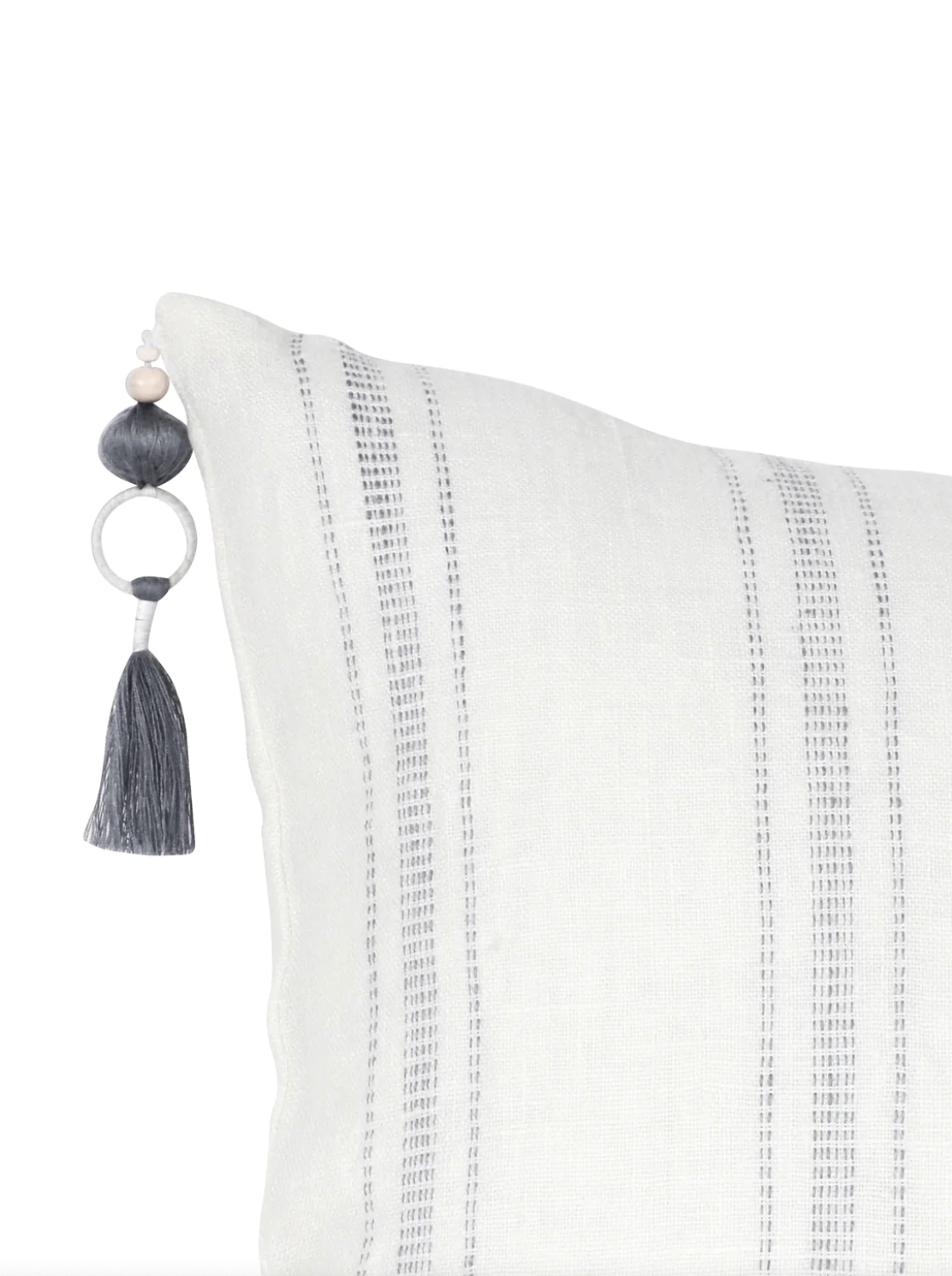 White with Grey Stripes Linen Pillows