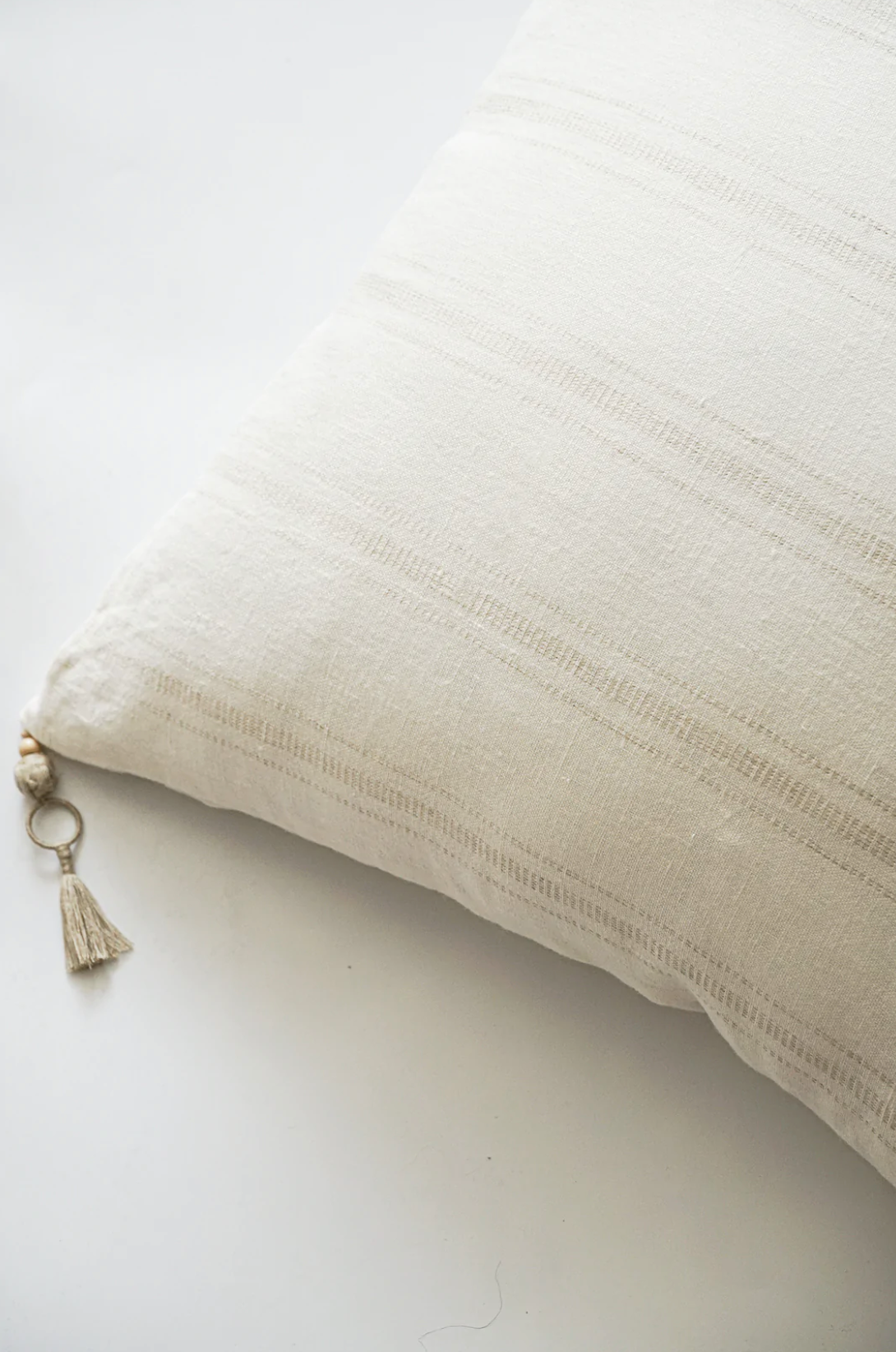 White with Beige Stripes Linen Pillows
